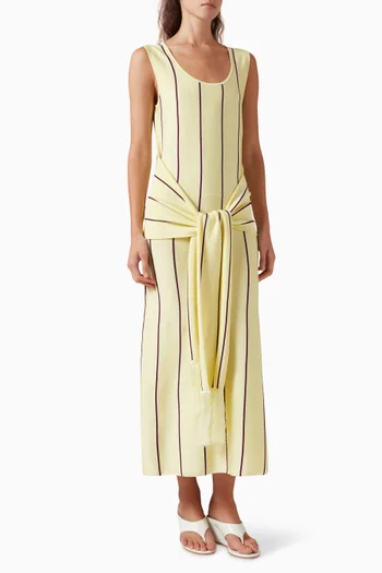 Stripe Tie-waist Dress in Rayon