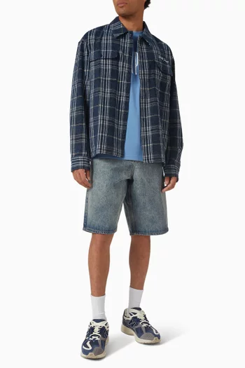 Compact Shield Embroidery Shorts in Denim