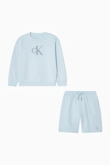 Logo Sweatshirt & Shorts Set in French Terry