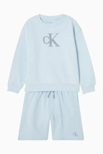 Logo Sweatshirt & Shorts Set in French Terry