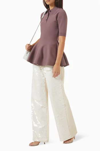 Peplum Polo T-shirt in Compact-knit