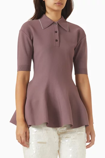 Peplum Polo T-shirt in Compact-knit