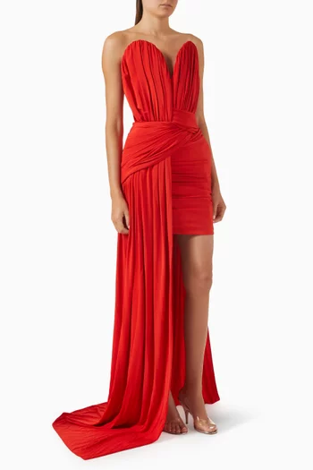 Asymmetrical Draped Dress in Crepe-jersey