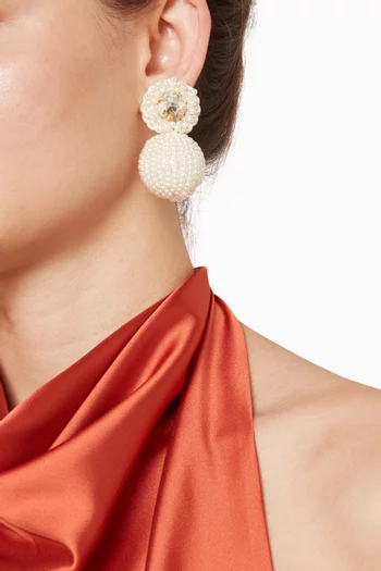Fleur Solaire Beaded Earrings in 18kt Gold-plated Brass