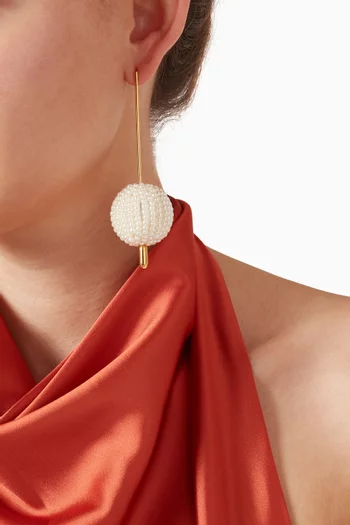 Fleur Solaire Beaded Earrings in 18kt Gold-plated Brass