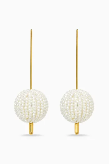 Fleur Solaire Beaded Earrings in 18kt Gold-plated Brass