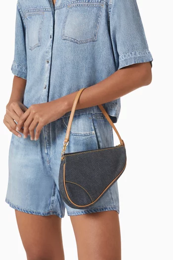 Saddle Pouch Shoulder Bag in Denim