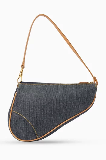 Saddle Pouch Shoulder Bag in Denim
