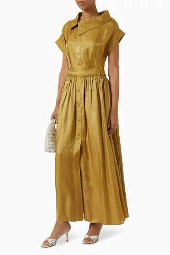 Button Maxi Skirt in Modal-blend