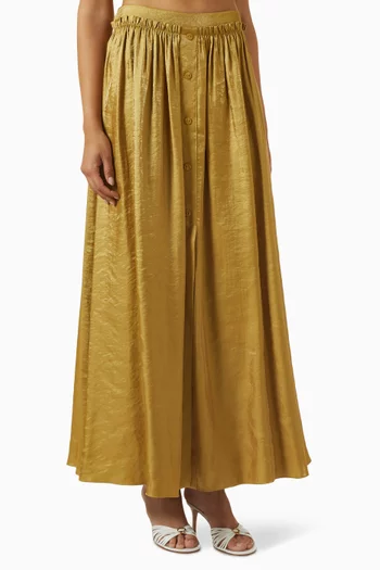 Button Maxi Skirt in Modal-blend