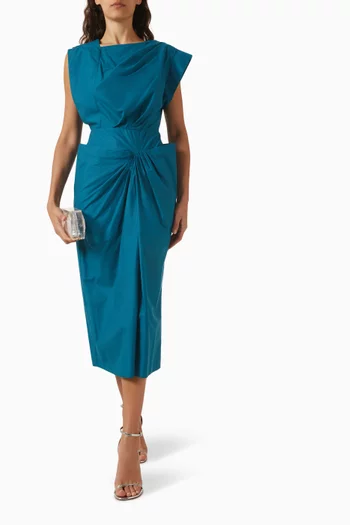 Draped Midi Dress in Cotton