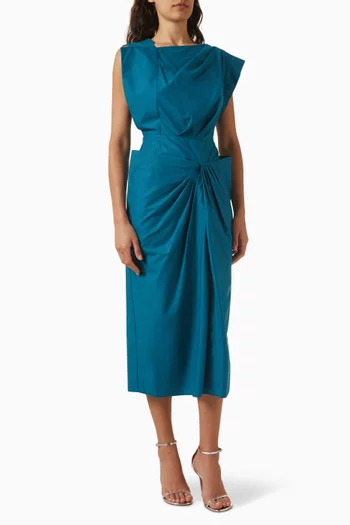 Draped Midi Dress in Cotton