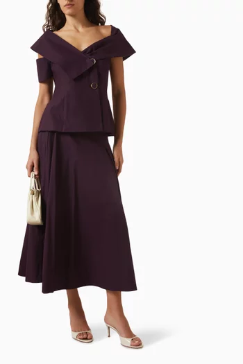 Pleated Midi Skirt in Cotton
