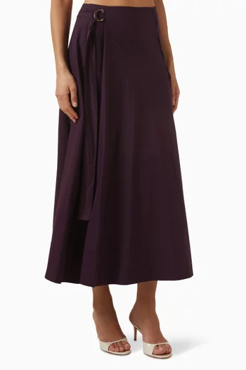 Pleated Midi Skirt in Cotton