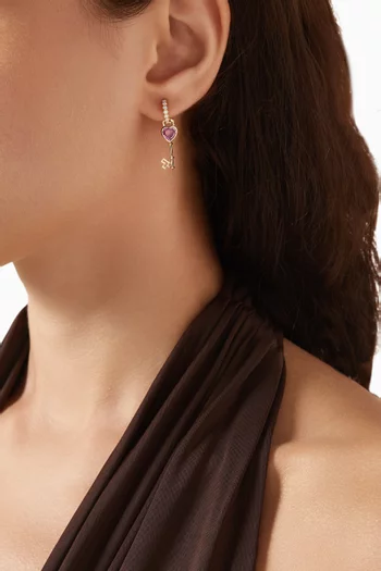 Key of Love Sapphire Single Earring in 18kt Gold
