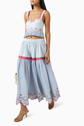 Rambai Midi Skirt in Cotton-blend