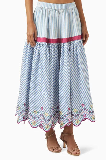 Rambai Midi Skirt in Cotton-blend