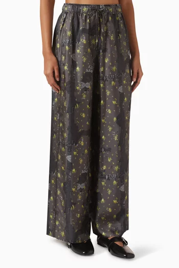 Printed Pants in Silk-twill
