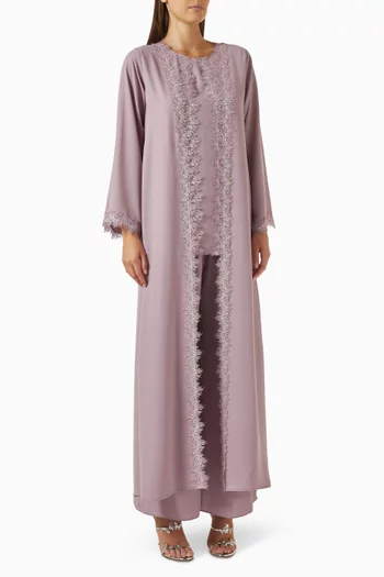 Embellished-trim Abaya Set