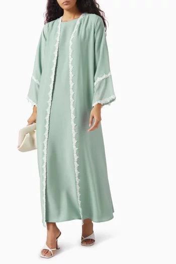 Embroidered-trim Abaya Set
