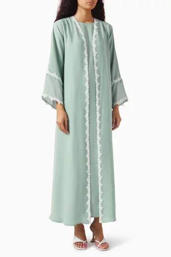 Embroidered-trim Abaya Set