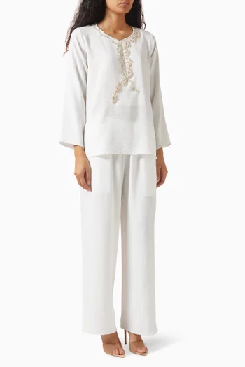 Embroidered Top & Pants Set