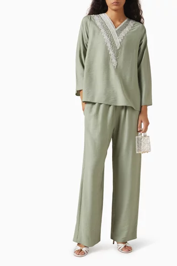 Embroidered Top & Pants Set