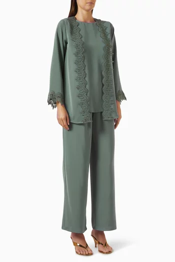 Embroidered-trim Set