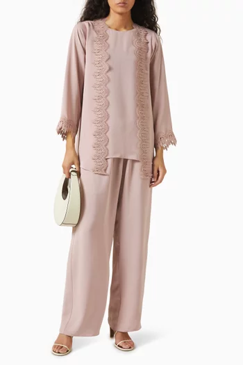 Embroidered-trim Set