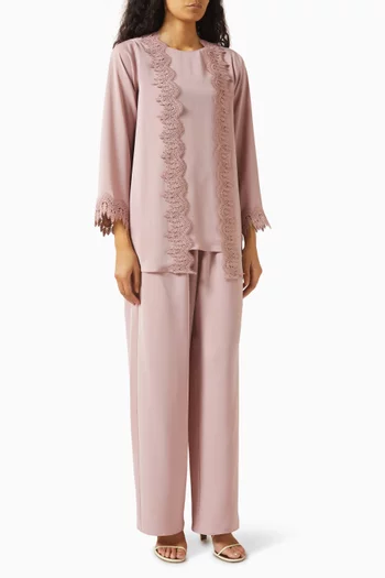 Embroidered-trim Set