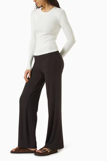 365 Rib Fold-waist Flared Pants