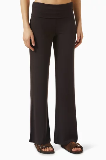 365 Rib Fold-waist Flared Pants