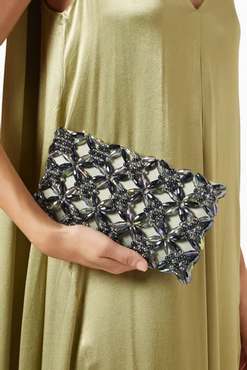 Small Rhea Clutch in Satin & Beads