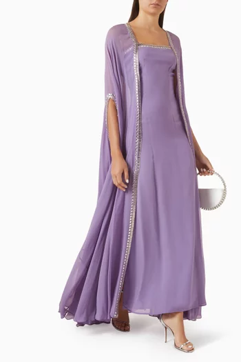 Embellished-trim Kaftan Maxi Dress