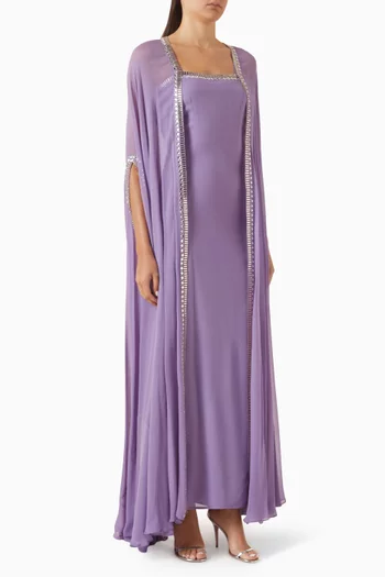 Embellished-trim Kaftan Maxi Dress
