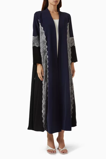Lace Panel Abaya in Crepe