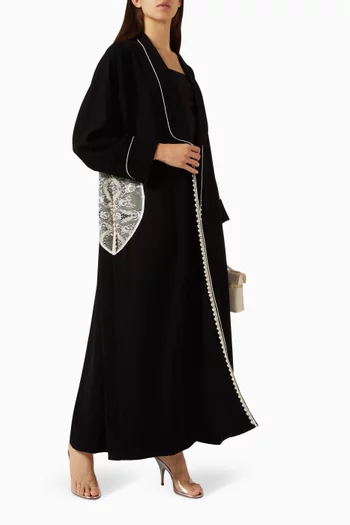 Lace Panel Abaya in Nada
