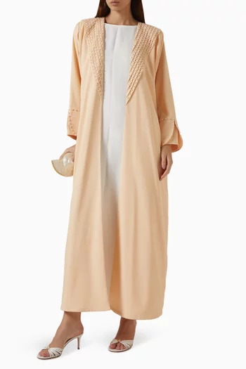 Pearl Lapel Abaya Set in Crepe