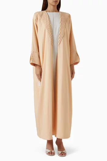 Pearl Lapel Abaya Set in Crepe
