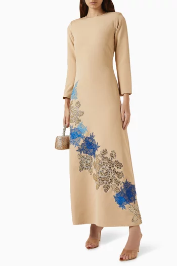 Floral-embroidered Maxi Dress