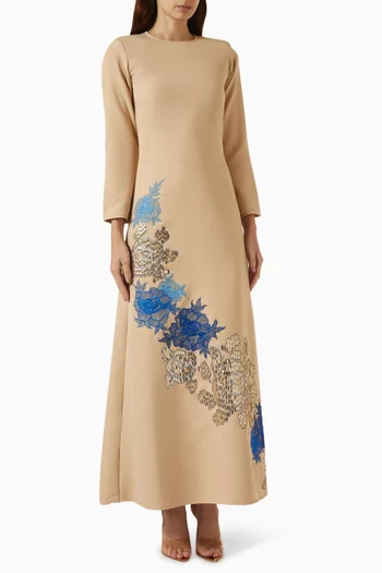 Floral-embroidered Maxi Dress