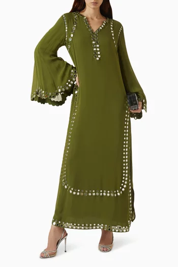 Embellished-trims Layered Maxi Dress