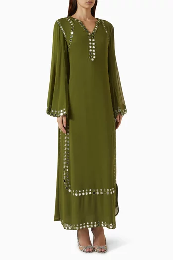 Embellished-trims Layered Maxi Dress
