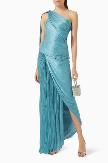 One-shoulder Pleated Dress