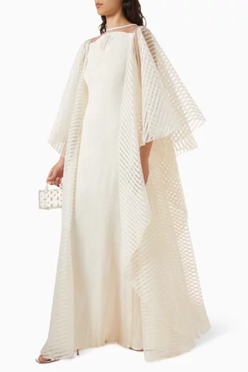 Striped Maxi Dress in Crushed Crepe