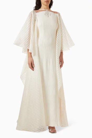Striped Maxi Dress in Crushed Crepe
