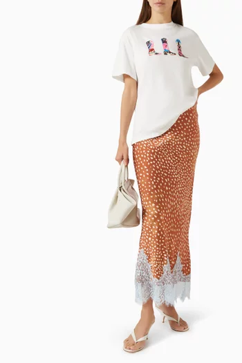 Deer-print Maeva Skirt in Satin