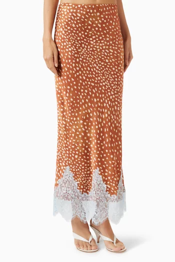Deer-print Maeva Skirt in Satin