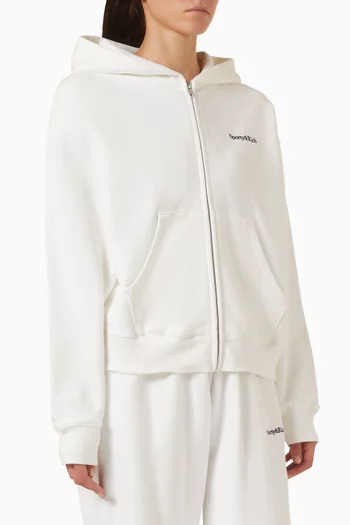 Serif Logo Zip Hoodie in Cotton