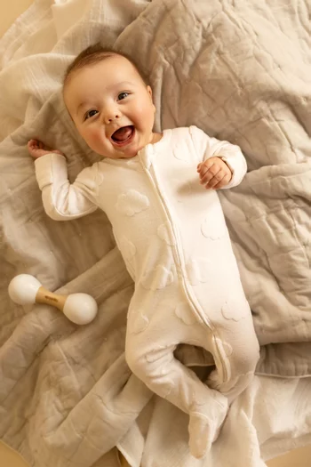 Baby Cloud Jacquard Sleepsuit in Cotton-blend